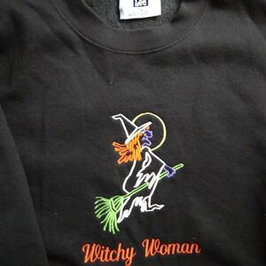 Vintage Lee Witchy Woman Halloween Embroidered Crewneck Sweatshirt